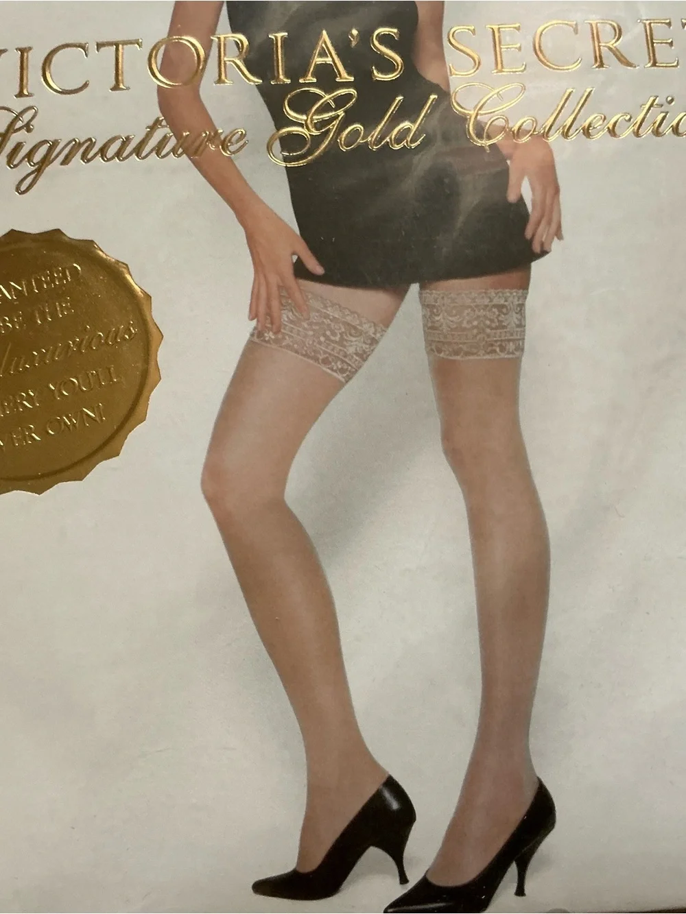 Vtg Victoria’s Secret gold signature collection vitality sheer stay up stocking